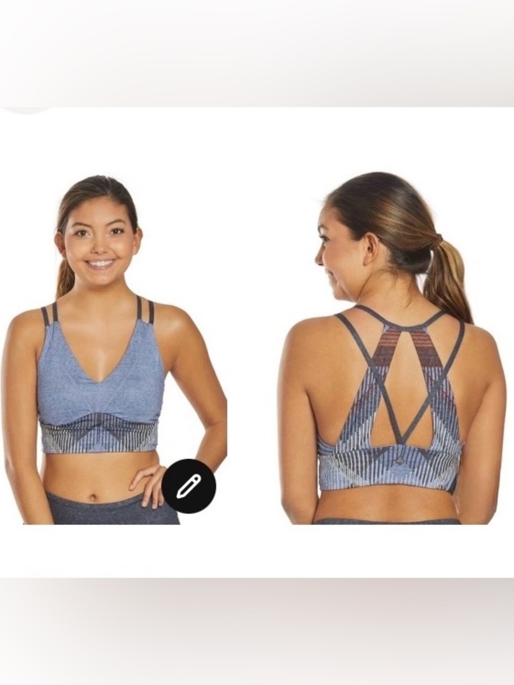 Prana Quartzite Crop Top Longline Sports Bra Blue Sangria Small